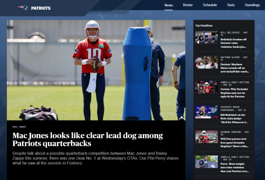 NBC Sports Boston Patriots team page